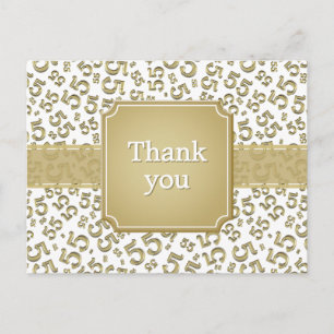 Thank You 55 Number Pattern Gold/White Postcard
