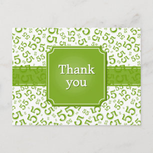 Thank You 55 Number Pattern Green/White Postcard