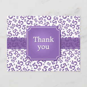 Thank You 55 Number Pattern Purple/White Postcard