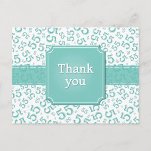 Thank You 55 Number Pattern Teal/White Postcard