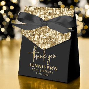 Thank You 60th Birthday Gold Glitter Monogram  Favour Box