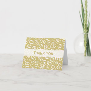 Thank You 60th Birthday Number Pattern Gold/White Card