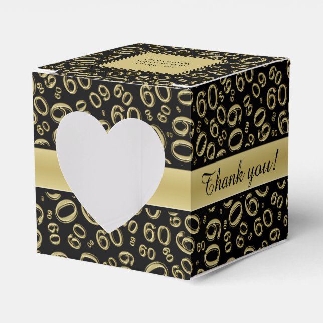 "Thank you": 60th Birthday Party Gold/Black  Theme Favour Box (Front Side)