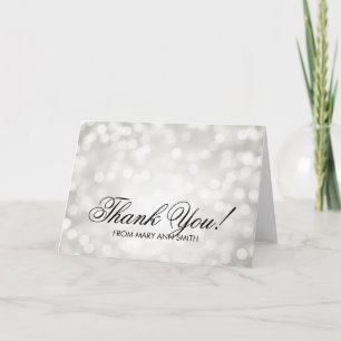 "Thank you" 60th Birthday Silver Glitter Lights Thank You Card