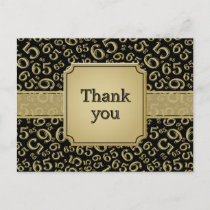 Thank You 65 Number Pattern Gold/Black Postcard