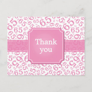 Thank You 65 Number Pattern Pink/White Postcard
