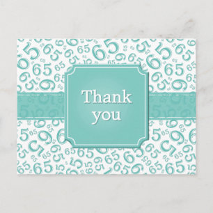 Thank You 65 Number Pattern Teal/White Postcard