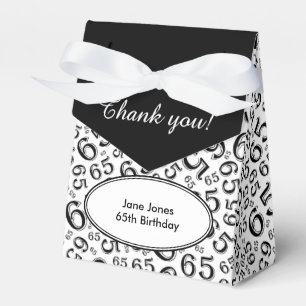 Thank You 65th Birthday Black/White Number Pattern Favour Box