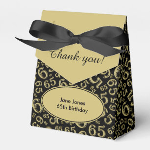 Thank You 65th Birthday Gold/Black Number Pattern Favour Box