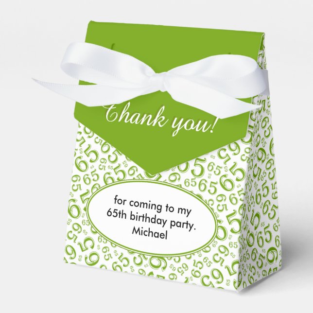 Thank You 65th Birthday Green/White Pattern Favour Box (Front Side)