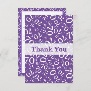 Thank You 70 Birthday Number Pattern Purple/White