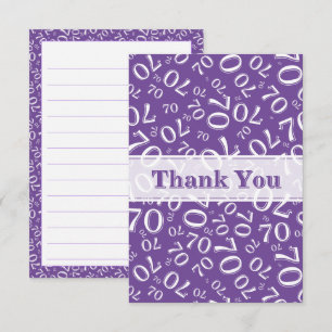 Thank You 70 Birthday Number Pattern Purple/White Card