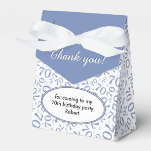 Thank You 70th Birthday Blue/White Number Pattern Favour Box