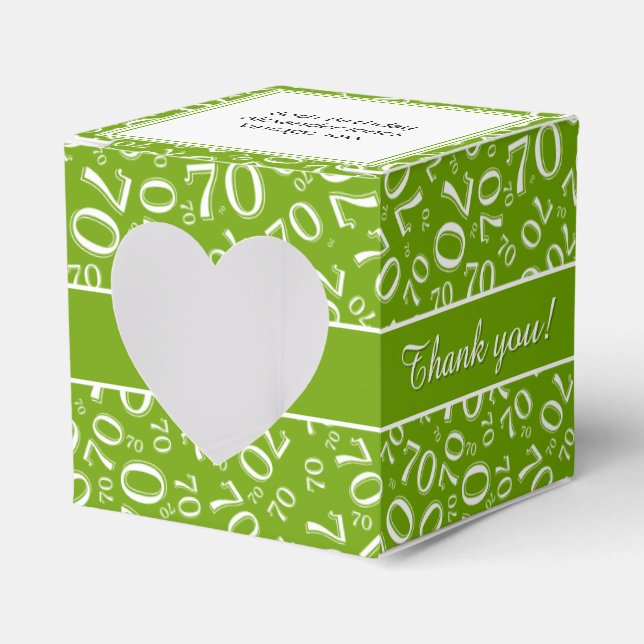 "Thank you" 70th Birthday Green Number Pattern Favour Box (Front Side)