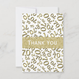 Thank You 70th Birthday Number Pattern Gold/White