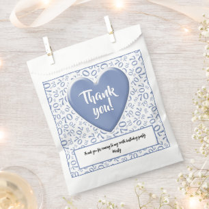 Thank You 70th Random Number Pattern Blue/White Favour Bags