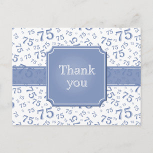 Thank You 75 Number Pattern Blue/White Postcard