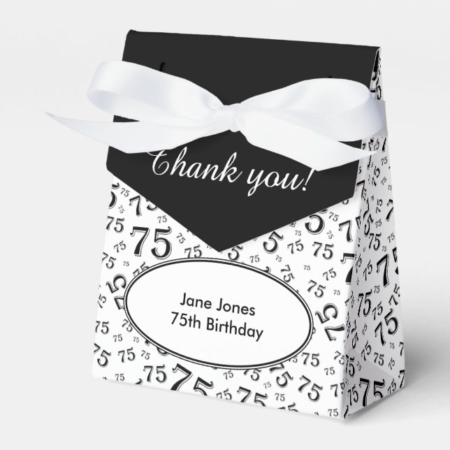 Thank You 75th Black/White Random Number Pattern Favour Box (Front Side)
