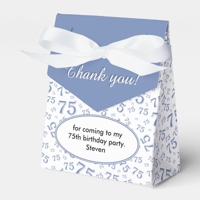 Thank You 75th Blue/White Random Number Pattern Favour Box (Front Side)