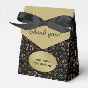 Thank You 75th Gold/Black Random Number Pattern Favour Box