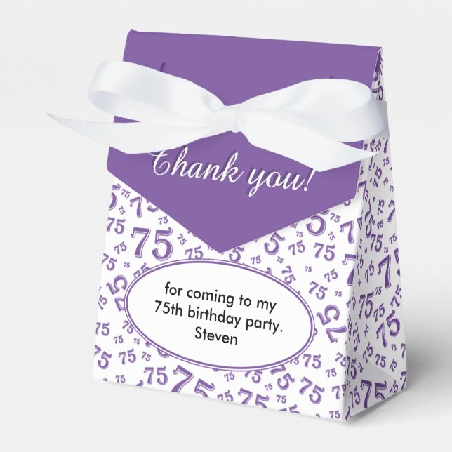 Thank You 75th Purple/White Random Number Pattern Favour Box (Front Side)