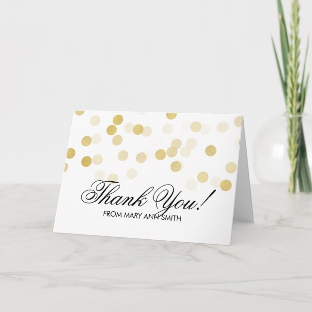 "Thank you" 80th Birthday Gold Foil Glitter Lights Thank You Card (Front)