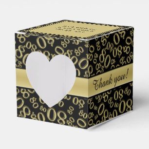 "Thank you": 80th Birthday Party Gold/Black Theme Favour Box