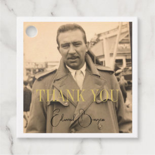 Thank You 80th Birthday Photo Male Modern Favour Tags