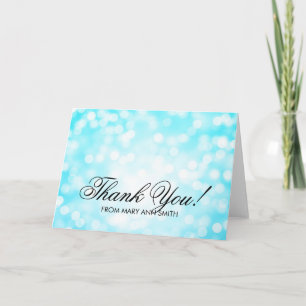 "Thank you" 80th Birthday Turquoise Glitter Lights Thank You Card