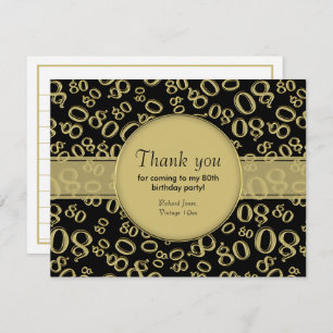 Thank You: 80th Black/Gold Bday Number Pattern