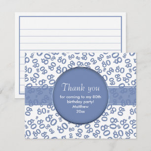 Thank You: 80th Blue/White Bday Number Pattern