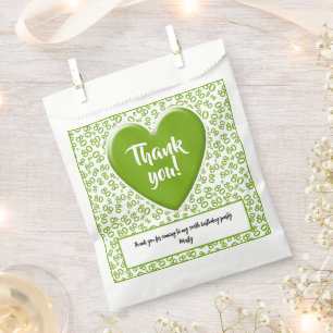 Thank You 80th Random Number Pattern Green/White Favour Bags