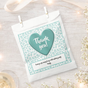 Thank You 80th Random Number Pattern Teal/White Favour Bags