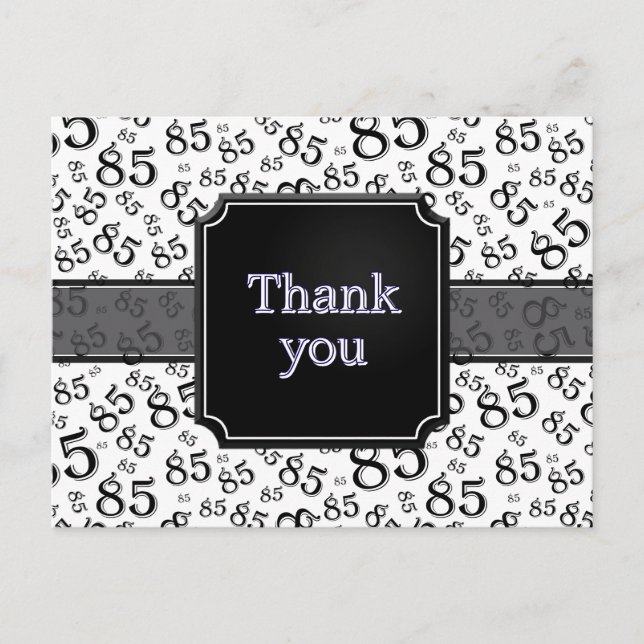 Thank You 85 Number Pattern Black/White Postcard (Front)
