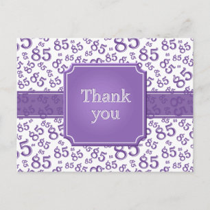 Thank You 85 Number Pattern Purple/White Postcard