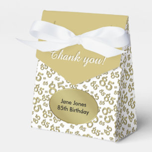 Thank You: 85th Birthday Gold/White Number Pattern Favour Box