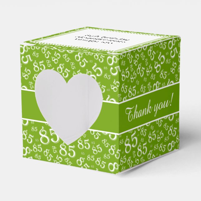 "Thank you" 85th Party Green Random Number Pattern Favour Box (Front Side)