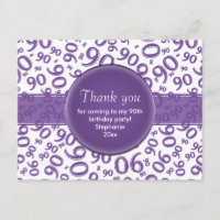 Thank You 90 Purple/White Birthday Number Pattern