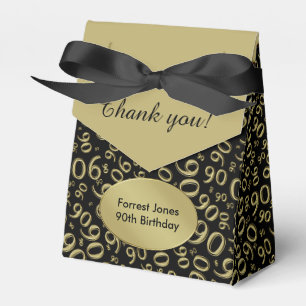 Thank You:  90th Birthday Theme Gold/Black Favour Box