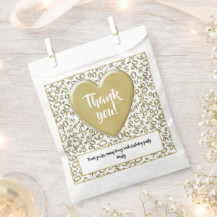 Thank You 90th Random Number Pattern Gold/White Favour Bags