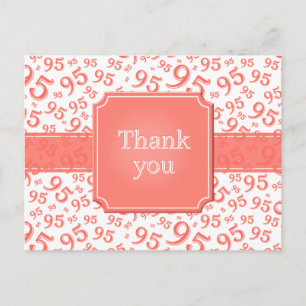 Thank You 95 Number Pattern Coral/White Postcard
