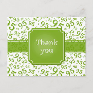 Thank You 95 Number Pattern Green/White Postcard
