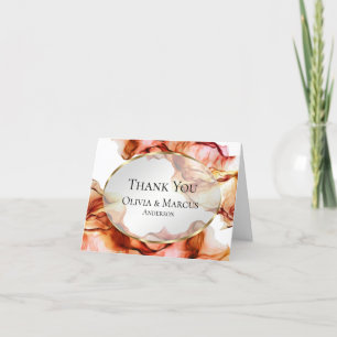 Thank You   Abstract Autumn Colours Watercolor Ink Card