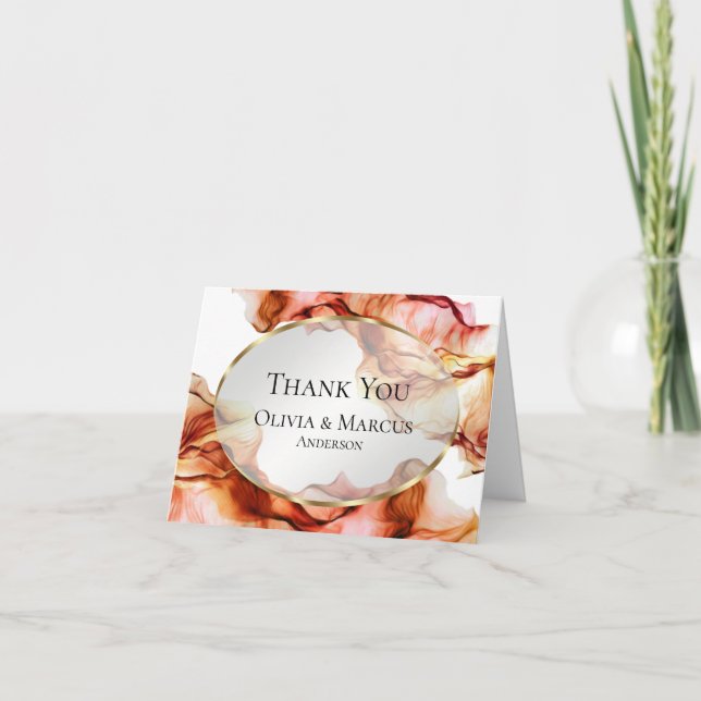 Thank You | Abstract Autumn Colours Watercolor Ink Card (Front)