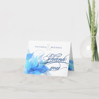 Thank You Abstract Floral Fancy Script Card