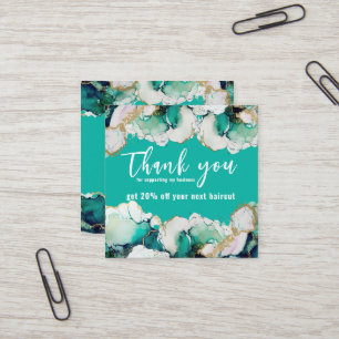 Thank You Abstract Green Elegant Business Square Business Card