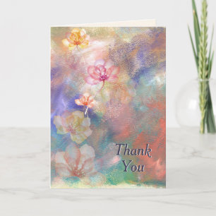 Thank You Abstract Paint and Flowers  Card