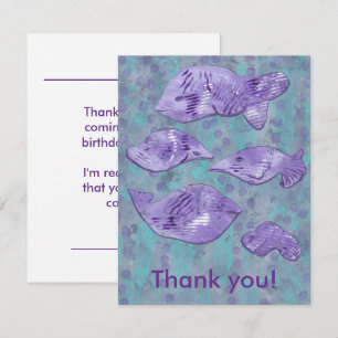Thank you Abstract Purple Fish Birthday Cards