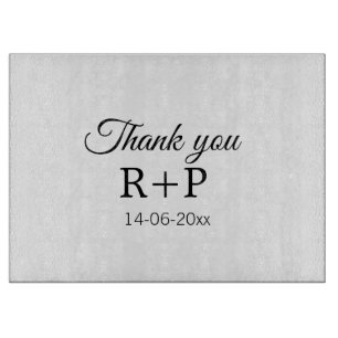 Thank you add couple name initial letter text date cutting board