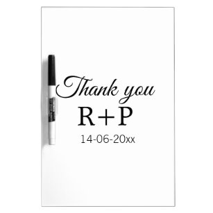 Thank you add couple name initial letter text date dry erase board